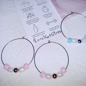 Unique Hoop Earrings Med Silver Plate Stainless Steel NEW Gender Reveal …